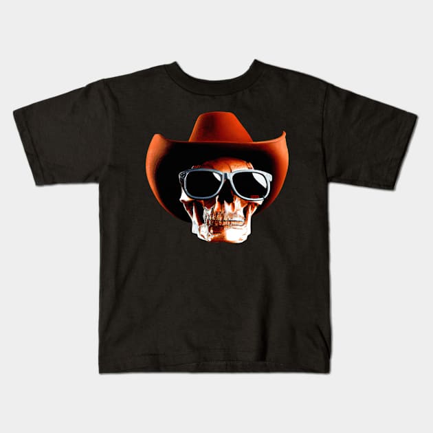 Retro Cowboy Skull Halloween Retro Colorful Kids T-Shirt by BetterManufaktur